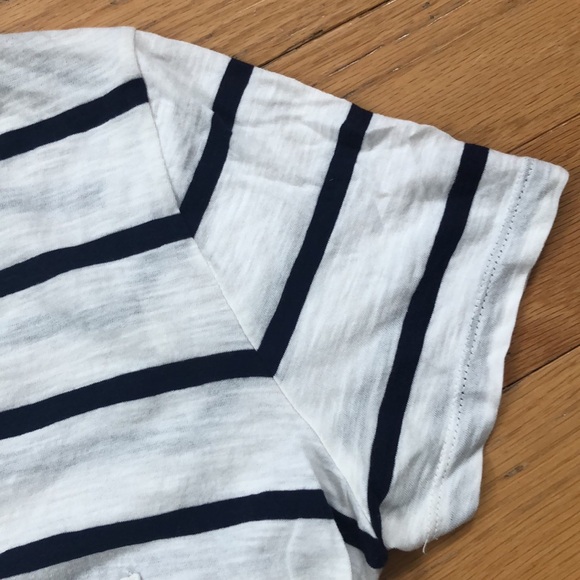 Madewell Whisper Cotton V-Neck w/ Pocket - Navy / White Stripes - Picture 11 of 16